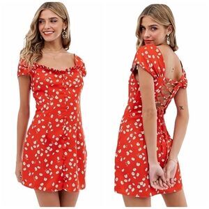 Finders Keepers Mae Mini Dress in Red Daisy